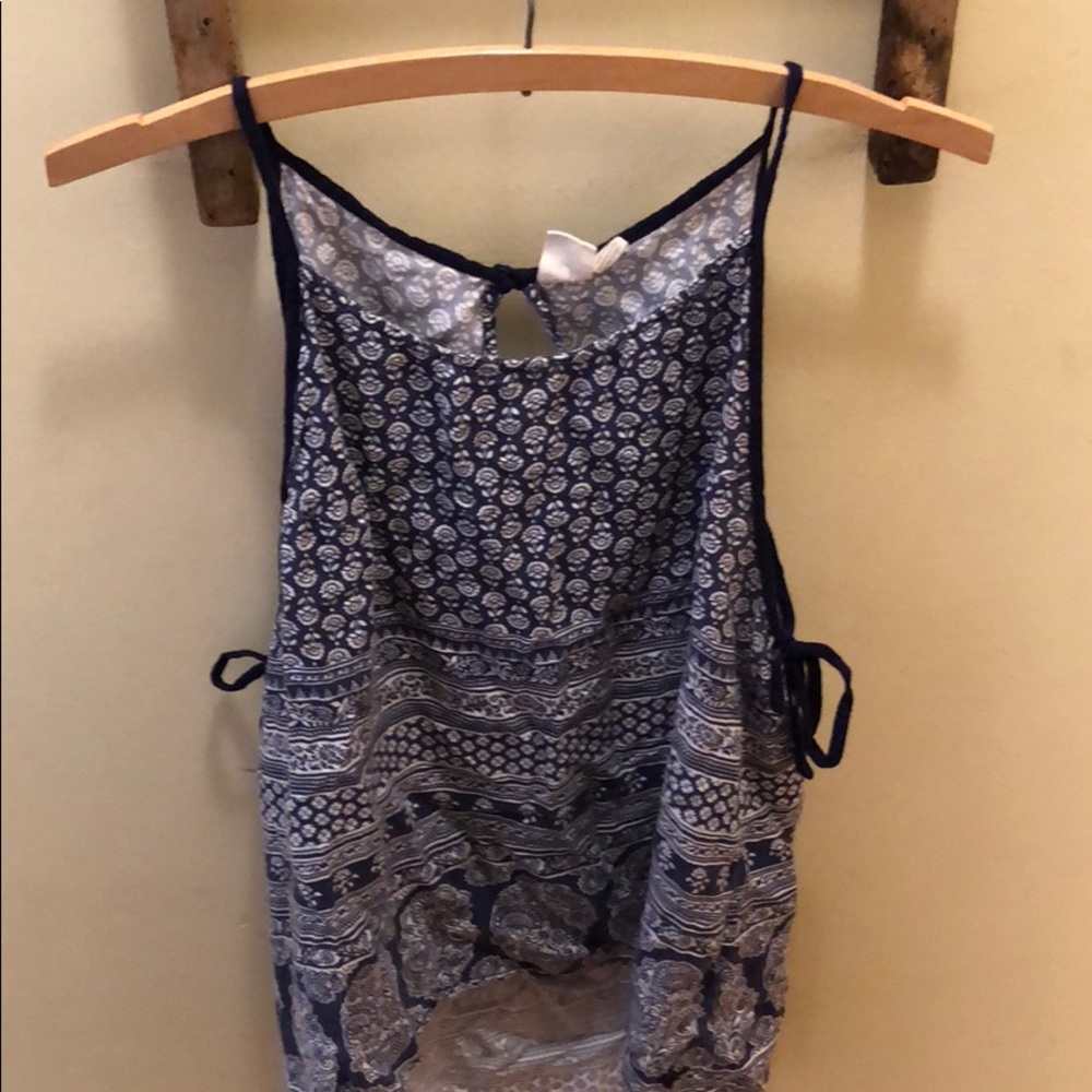 Roxy Blue bandanna style keyhole tank top